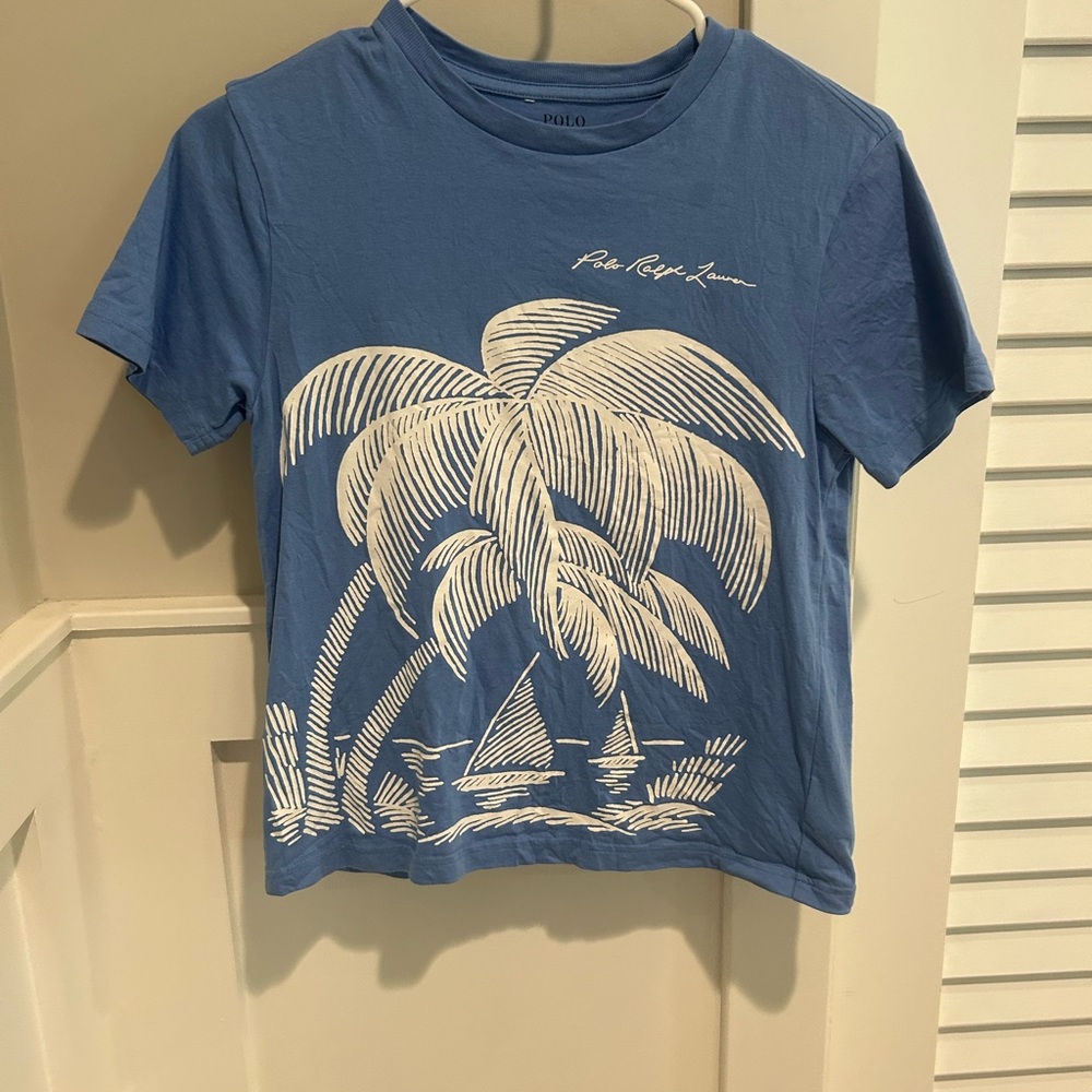 Kids Polo by Ralph Lauren Light Blue Logo Graphic Tee size 10/12